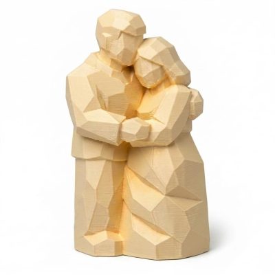 Wood Carved-Like Together Figurine in White Oak Finish - Unique Desk Decor for Adults - 3D Printed in Canada (White Oak)