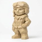 Wood Carved-Like Amelia Earhart Figurine - Unique Desk Decor for Adults – 3D Printed in Canada - 3D Printed in Canada (White Oak)