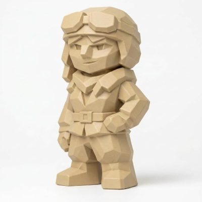 Wood Carved-Like Amelia Earhart Figurine - Unique Desk Decor for Adults – 3D Printed in Canada - 3D Printed in Canada (White Oak)