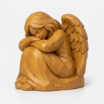 Wood Carved Angel at Rest Collectible Figurine in Ochre Yellow Finish - 3D Printed in Canada (Ochre Yellow)