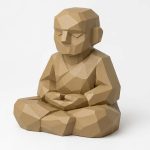 Wood Carved-Like Meditation Figurine - Unique Desk Decor for Adults 3D Printed in Canada - 3D Printed in Canada (Classic Birch)