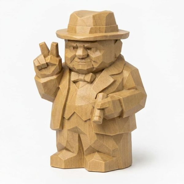 Figurine de Churchill sculptée façon bois — article possible de la Boîte mystère