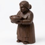 Wood Carved Woman Sunday Dinner Figurine in Black Walnut Finish - 3D Printed in Canada (Black Walnut)