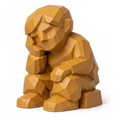 Wood-Carved-Like Rest and Reflect Figurine in Ochre Yellow Finish - 3D Printed in Canada (Ochre Yellow)