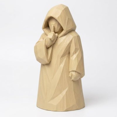 Wood Carved Hallway Silence Collectible Figurine in White Oak Finish - 3D Printed in Canada (White Oak)