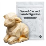 Wood Carved Lamb Figurine in White Oak Finish - 3D Printed in Canada (White Oak)