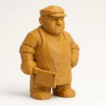 Wood Carved-Like Butcher Figurine - Unique Desk Decor for Adults – 3D Printed in Canada - 3D Printed in Canada (Ochre Yellow)