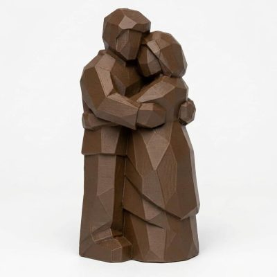 Wood Carved-Like Hugging Couple Figurine in Black Walnut Finish - 3D Printed in Canada (Black Walnut)