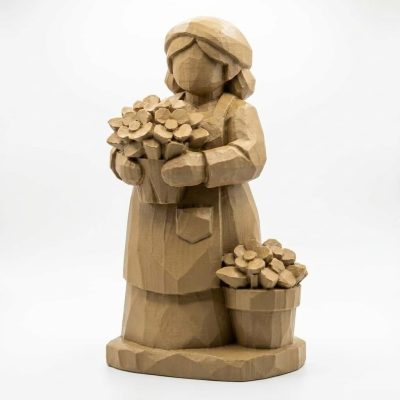Wood Carved-Like Florist Figurine - Unique Desk Decor for Adults - Artisan Aesthetic 3D Printed in Canada - 3D Printed in Canada (Classic Birch)