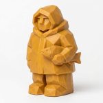 Wood Carved-Like Northern Shore Figurine in Ochre Yellow Finish - 3D Printed in Canada (Ochre Yellow)