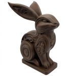 Wood Carved-Style Tribal Rabbit Figurine in Black Walnut Finish - 3D Printed in Canada (Black Walnut)
