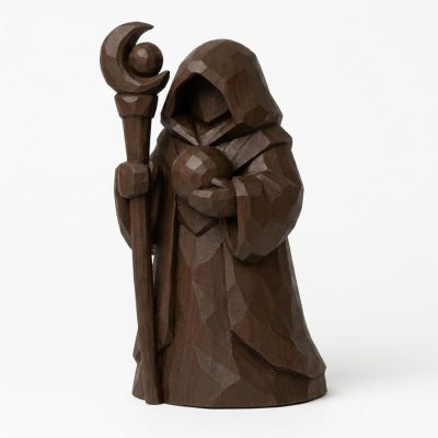 Wood Carved Astral Guide Collectible Figurine in Black Walnut Finish - 3D Printed in Canada (Black Walnut)