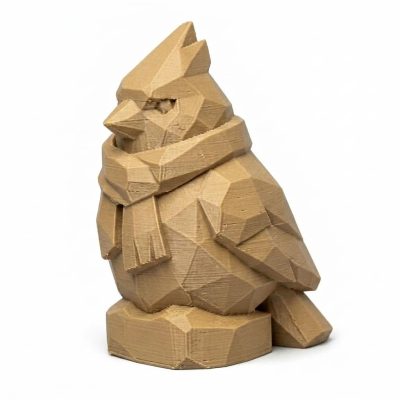 Wood Carved-Like Winter Cardinal Figurine - Unique Desk Decor for Adults 3D Printed in Canada - 3D Printed in Canada (Classic Birch)