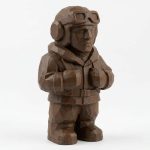 Wood Carved-Like Pilot Figurine - Unique Desk Decor for Adults – 3D Printed in Canada - 3D Printed in Canada (Black Walnut)