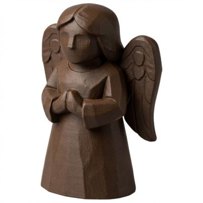 Wood Carved Angel Figurine in Black Walnut Finish - 3D Printed in Canada (Black Walnut)
