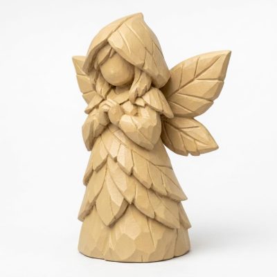 Wood Carved-Like Leaf Fairy Figurine in White Oak Finish - 3D Printed in Canada (White Oak)