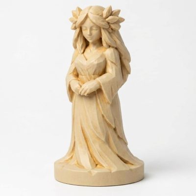 Wood Carved-Like Nymph Figurine - Unique Desk Decor for Adults – 3D Printed in Canada - 3D Printed in Canada (White Oak)