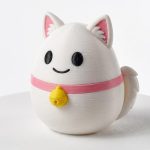 Turkish Angora Cat Eggling Collectible Figurine - Unique Desk Decor for Cat Lovers – 3D Printed in Canada