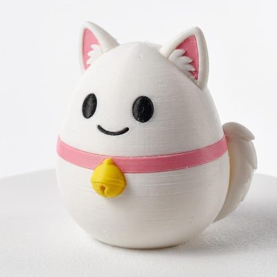 Turkish Angora Cat Eggling Collectible Figurine - Unique Desk Decor for Cat Lovers – 3D Printed in Canada