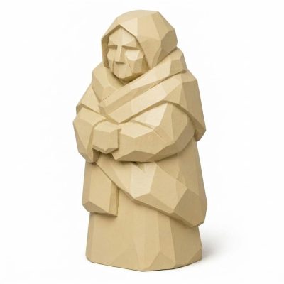 Wood Carved Enduring Spirit Collectible Figurine in White Oak Finish - 3D Printed in Canada (White Oak)