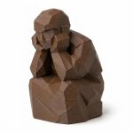 Wood-Carved-Like Thinking Hands Figurine in Black Walnut Finish - 3D Printed in Canada (Black Walnut)