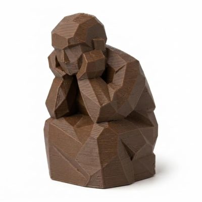 Wood-Carved-Like Thinking Hands Figurine in Black Walnut Finish - 3D Printed in Canada (Black Walnut)