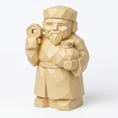 Wood Carved Good Fortune Collectible Figurine in White Oak Finish - 3D Printed in Canada (White Oak)