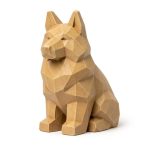 Wood Carved-Like German Shepherd Figurine - Unique Desk Decor for Adults 3D Printed in Canada - 3D Printed in Canada (Classic Birch)