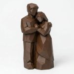 Wood Carved-Like Devoted Couple Figurine - Unique Desk Decor for Adults – 3D Printed in Canada - 3D Printed in Canada (Black Walnut)