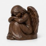 Wood Carved Angel at Rest Collectible Figurine in Black Walnut Finish - 3D Printed in Canada (Black Walnut)