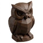 Wood Carved Wise Owl Figurine in Black Walnut Finish - 3D Printed in Canada (Black Walnut)