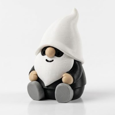 Negative Space Gnome Figurine - Striking Monochrome Home Accent with Detailed Features for Office Decor or Shelf Display - Unique Gift for Collectors - 3D Printed in Canada