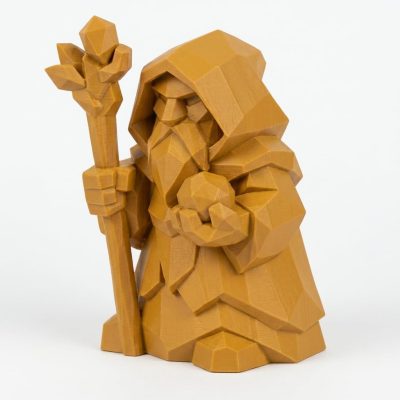 Wood-Carved Druid Collectible Figurine in Ochre Yellow Finish - 3D Printed in Canada (Ochre Yellow)