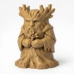 Wood Carved-Like Tree Spirit Figurine - Unique Desk Decor for Adults 3D Printed in Canada - 3D Printed in Canada (Classic Birch)