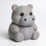 Hippo Teddy Bear Cub Collectible Figurine - Unique Desk Decor for Adults – 3D Printed in Canada