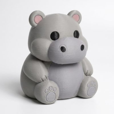 Hippo Teddy Bear Cub Collectible Figurine - Unique Desk Decor for Adults – 3D Printed in Canada