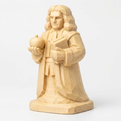 Wood Carved-Like Isaac Newton Figurine - Unique Desk Decor for Adults – 3D Printed in Canada - 3D Printed in Canada (White Oak)