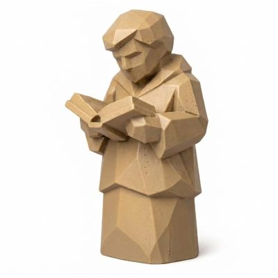Wood Carved-Like Study Figurine - Unique Desk Decor for Adults 3D Printed in Canada - 3D Printed in Canada (Classic Birch)