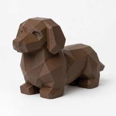 Wood Carved-Like Dachshund Figurine - Unique Desk Decor for Collectors – 3D Printed in Canada - 3D Printed in Canada (Black Walnut)