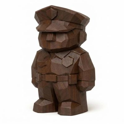 Wood Carved Police Officer Collectible Figurine in Black Walnut Finish - 3D Printed in Canada (Black Walnut)