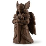 Wood Carved-Like Valkyrie Figurine - Unique Desk Decor for Collectors - 3D Printed in Canada (Black Walnut)