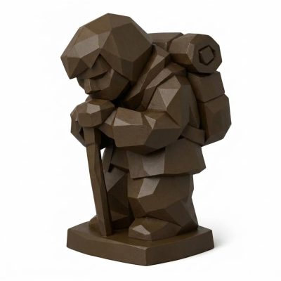 Wood Carved-Like Inner Journey Figurine in Black Walnut Finish - 3D Printed in Canada (Black Walnut)