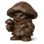 Wood Carved Mushroom Collectible Figurine in Black Walnut Finish - 3D Printed in Canada (Black Walnut)