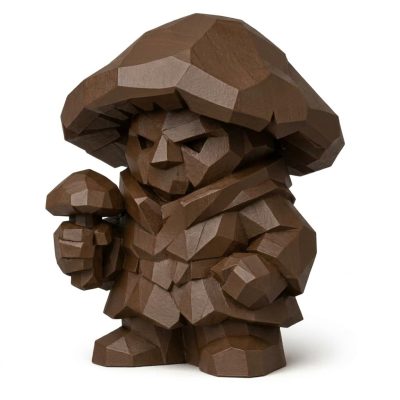 Wood Carved Mushroom Collectible Figurine in Black Walnut Finish - 3D Printed in Canada (Black Walnut)