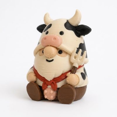 Country Cow Gnome Collectible Figurine - Unique Desk Decor for Adults – 3D Printed in Canada