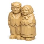 Wood Carved-Like Elderly Couple Figurine - Unique Desk Decor for Adults – 3D Printed in Canada - 3D Printed in Canada (White Oak)