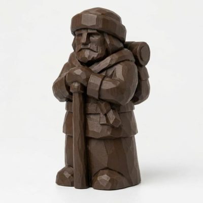 Wood Carved-Like Voyageur Figurine in Black Walnut Finish - 3D Printed in Canada (Black Walnut)