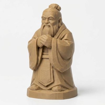 Wood Carved-Like Confucius Figurine - Unique Desk Decor and Conversation Starter for Adults 3D Printed in Canada - 3D Printed in Canada (Classic Birch)