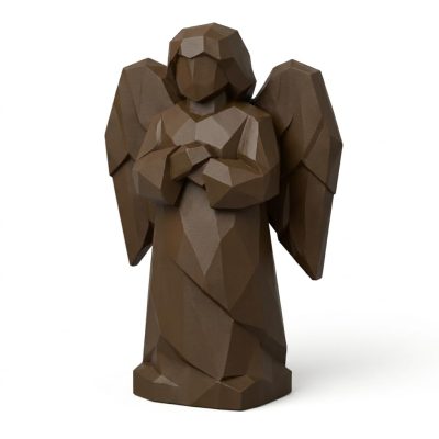 Wood Carved Angel of Quiet Strength Collectible Figurine in Black Walnut Finish - 3D Printed in Canada (Black Walnut)