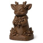 Wood Carved-Like Spring Fawn Figurine - Unique Desk Decor for Adults – 3D Printed in Canada - 3D Printed in Canada (Black Walnut)